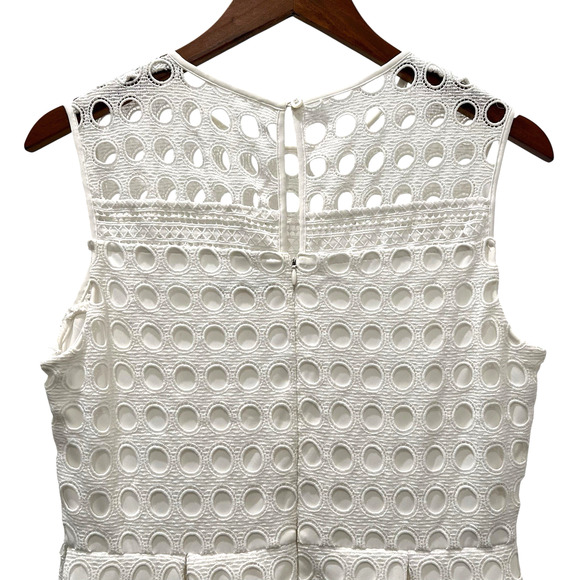 Calvin Klein Womens White Eyelet Lace Fit and Flare Dress Sleeveless Size Medium - Picture 8 of 10